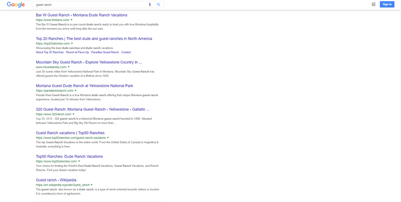 SERP listing example