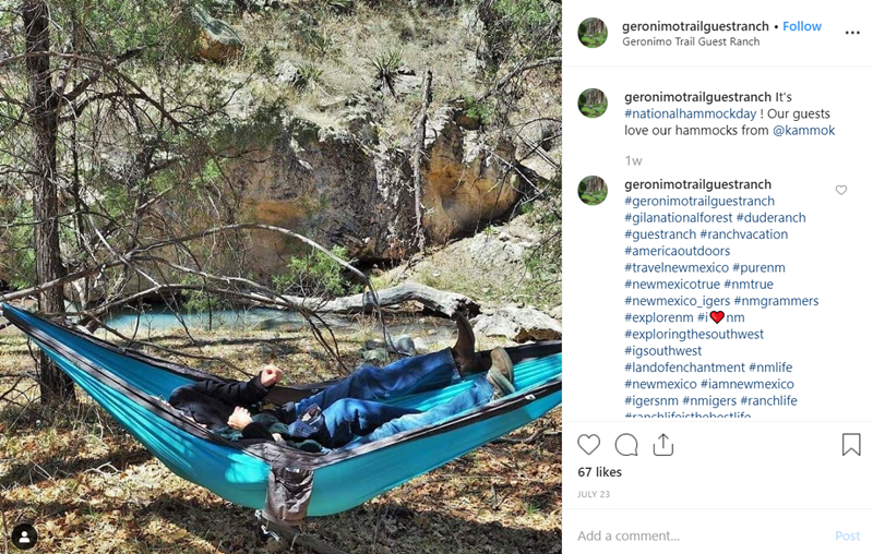 Geronimo Ranch Hammock Day instagram post