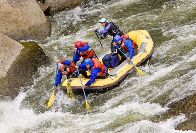 Group rafts on the America River