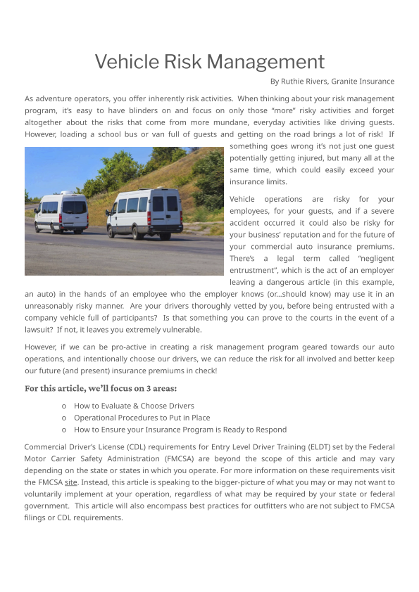 Vehicle Risk Management